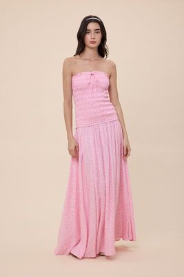 Pastel Smocked Maxi Dress-Pink