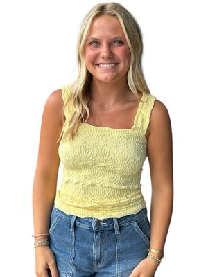 Lace Square Neck-Yellow