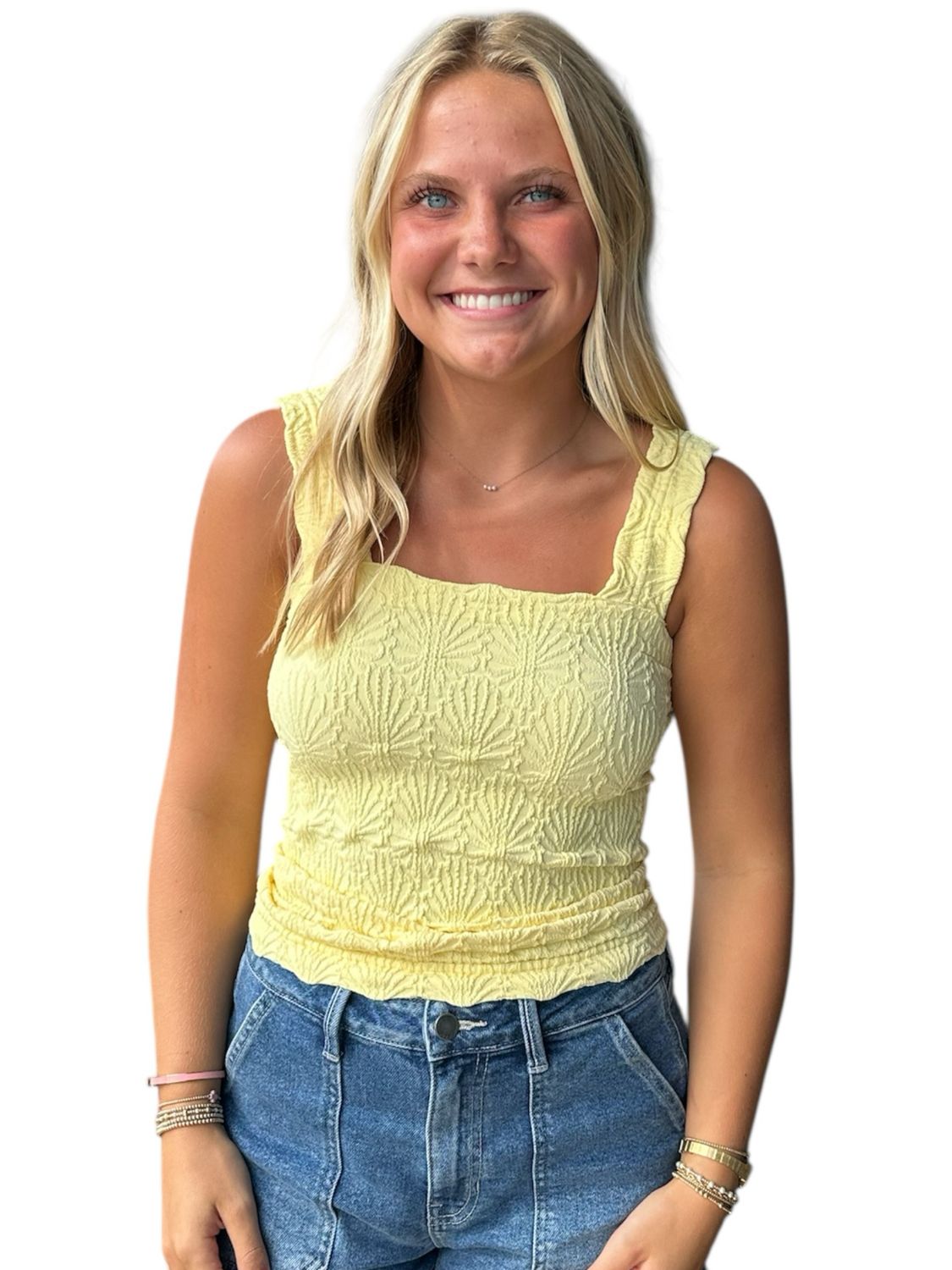 Lace Square Neck-Yellow