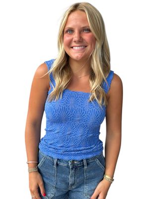Lace Square Neck-Royal