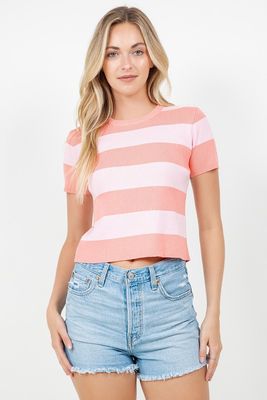 Kaci Stripe Sweater-Pink