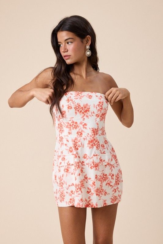 Kaci Strapless Floral Dress
