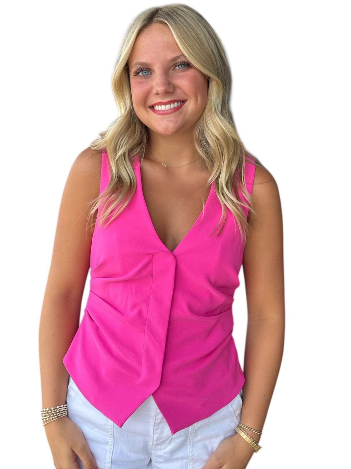 Rouched Vest-Pink