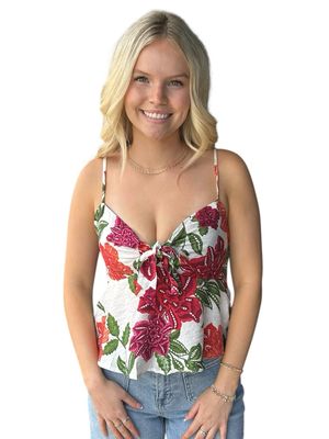 Karla Floral Tank-Wht
