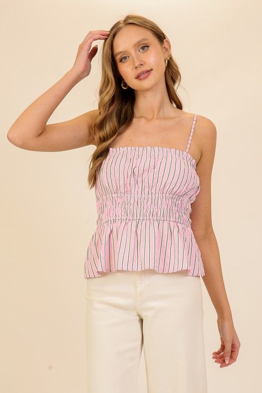Pink N Green Sriped Top
