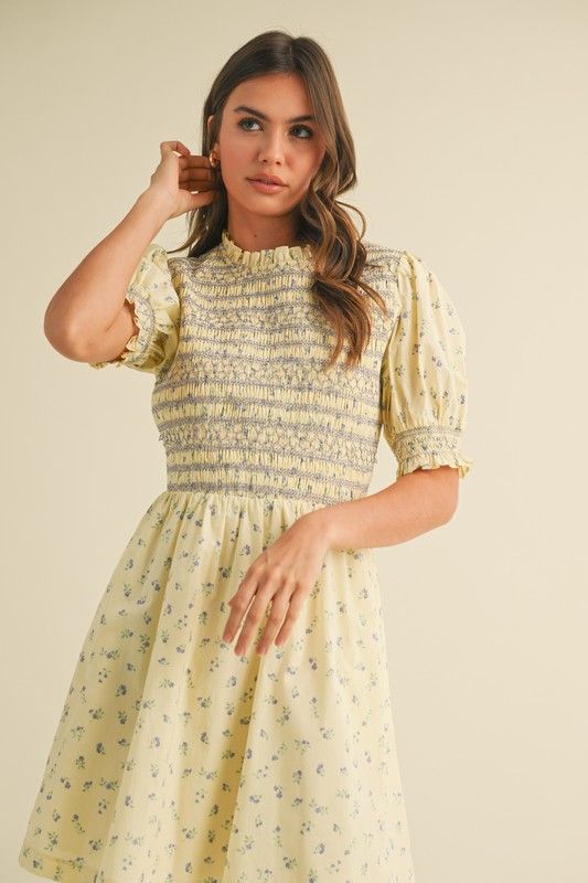 Sunshine Yellow Floral Dress