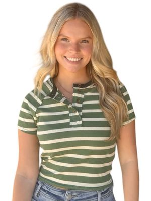 Crop Boxy Rugby-Green