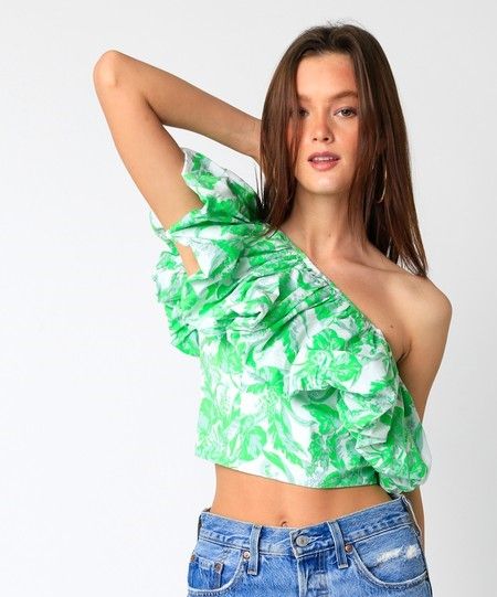 Green Leaf One Shoulder