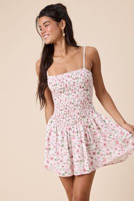 Allure Blossom Smocked Dress-Pink