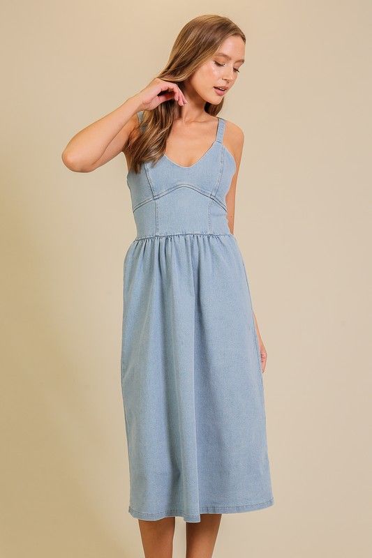 Denim Fit n Flare Midi