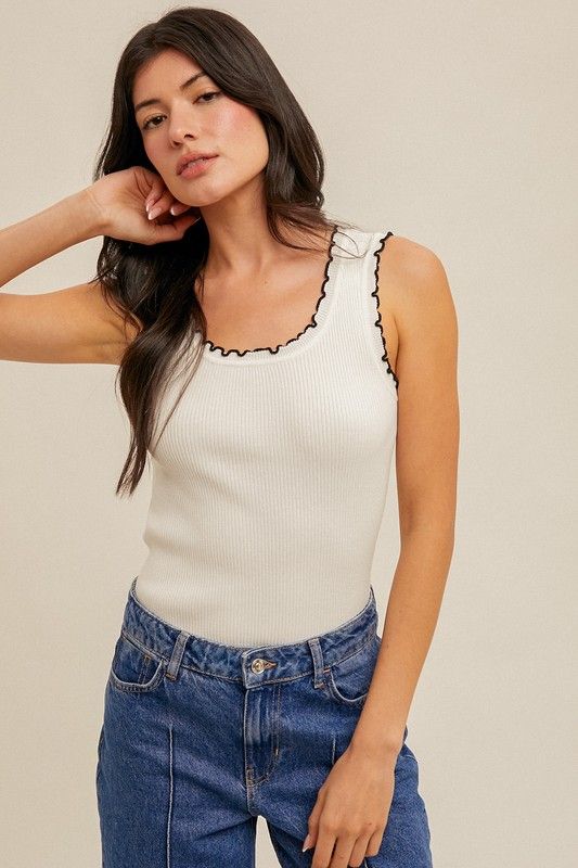 Jacy Lettuce Edge Sweater-wht