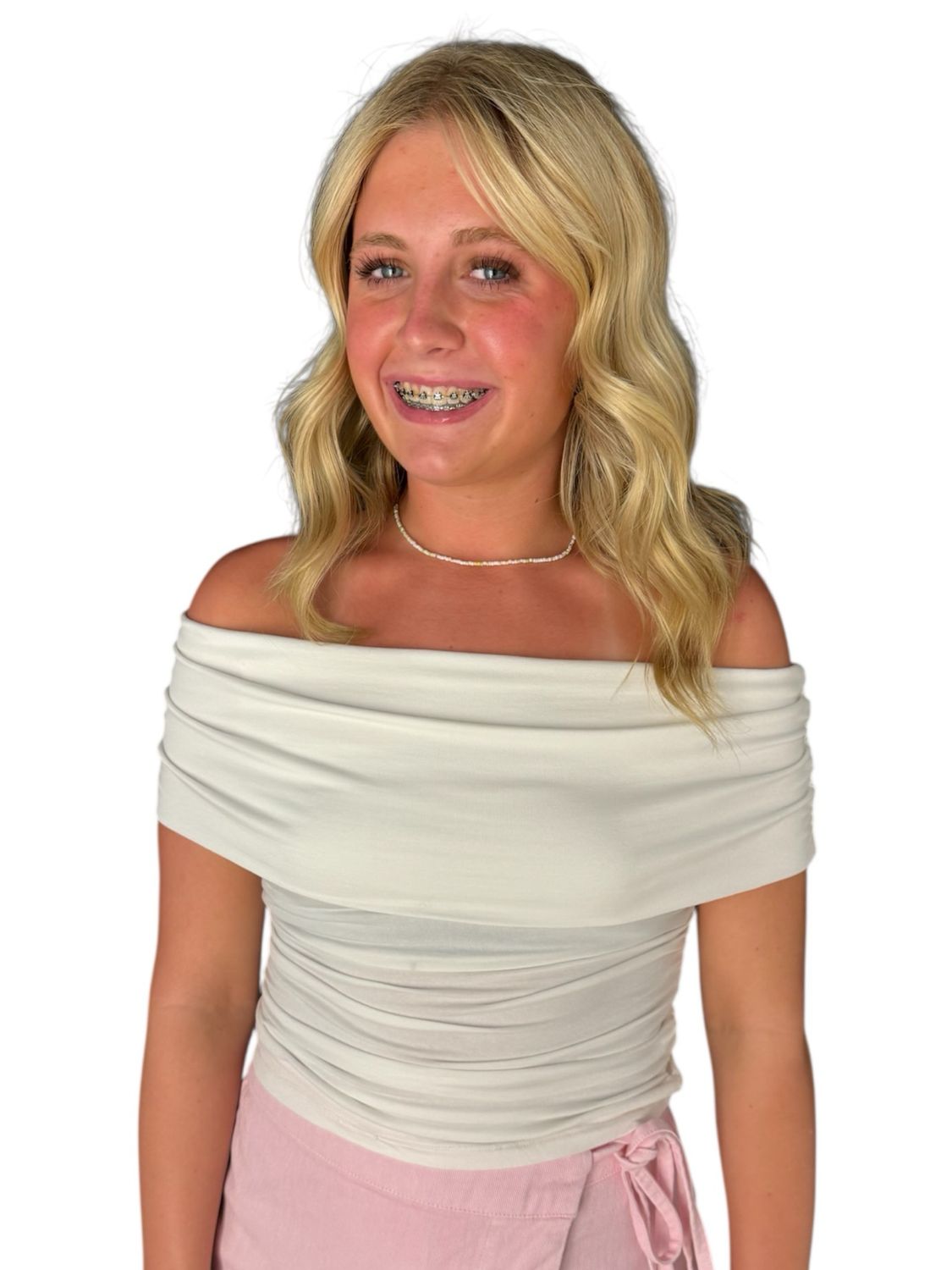Rita Off Shoulder Top-Wht