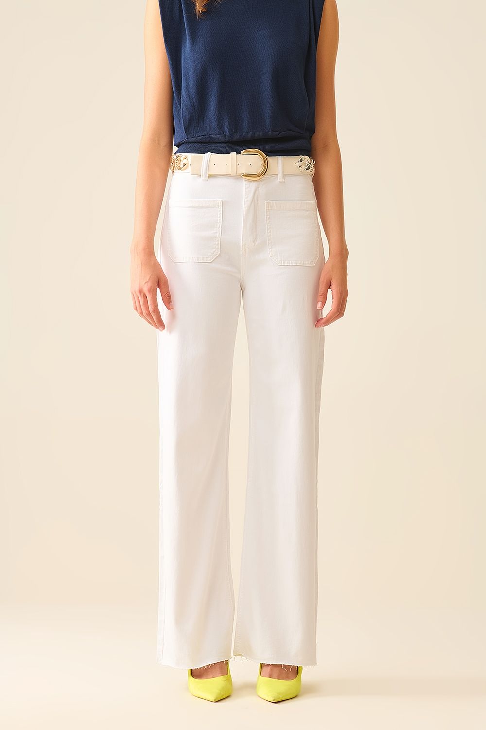 ALL White Patch Pocket Wide Jean
