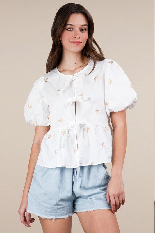 Bow Print Bow Top