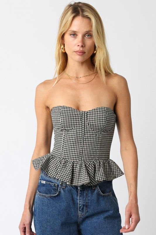 Haddie Corset Top-Blk Check