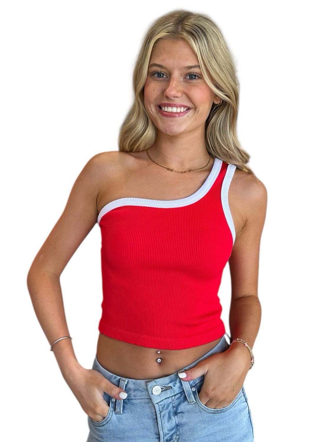 Piper One Shoulder-Red