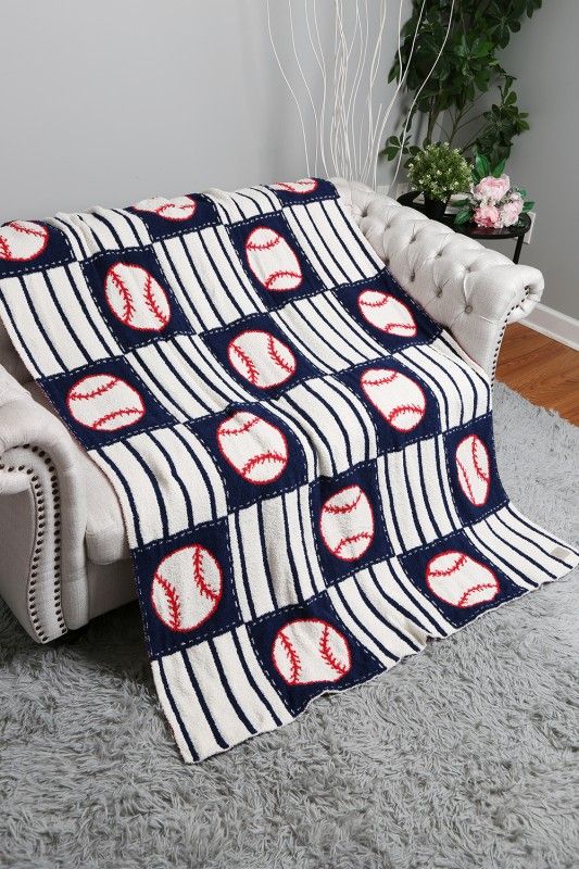 Navy Baseball Blanket