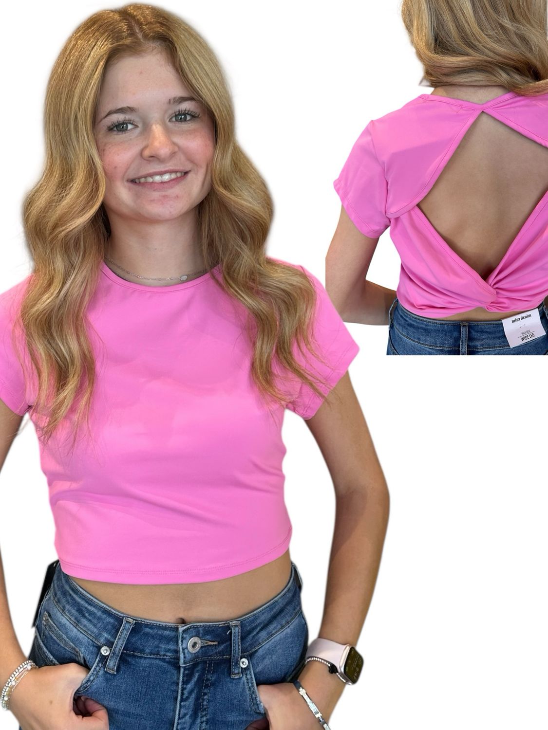 Ainsley Twist Back Top-Pink
