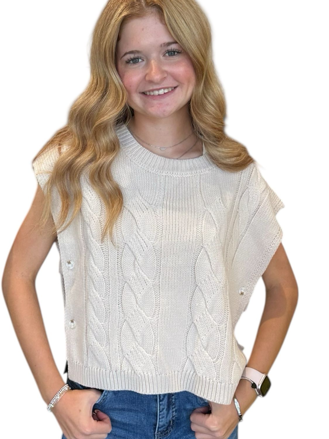 Carrie Cable Knit Sweater-Cream