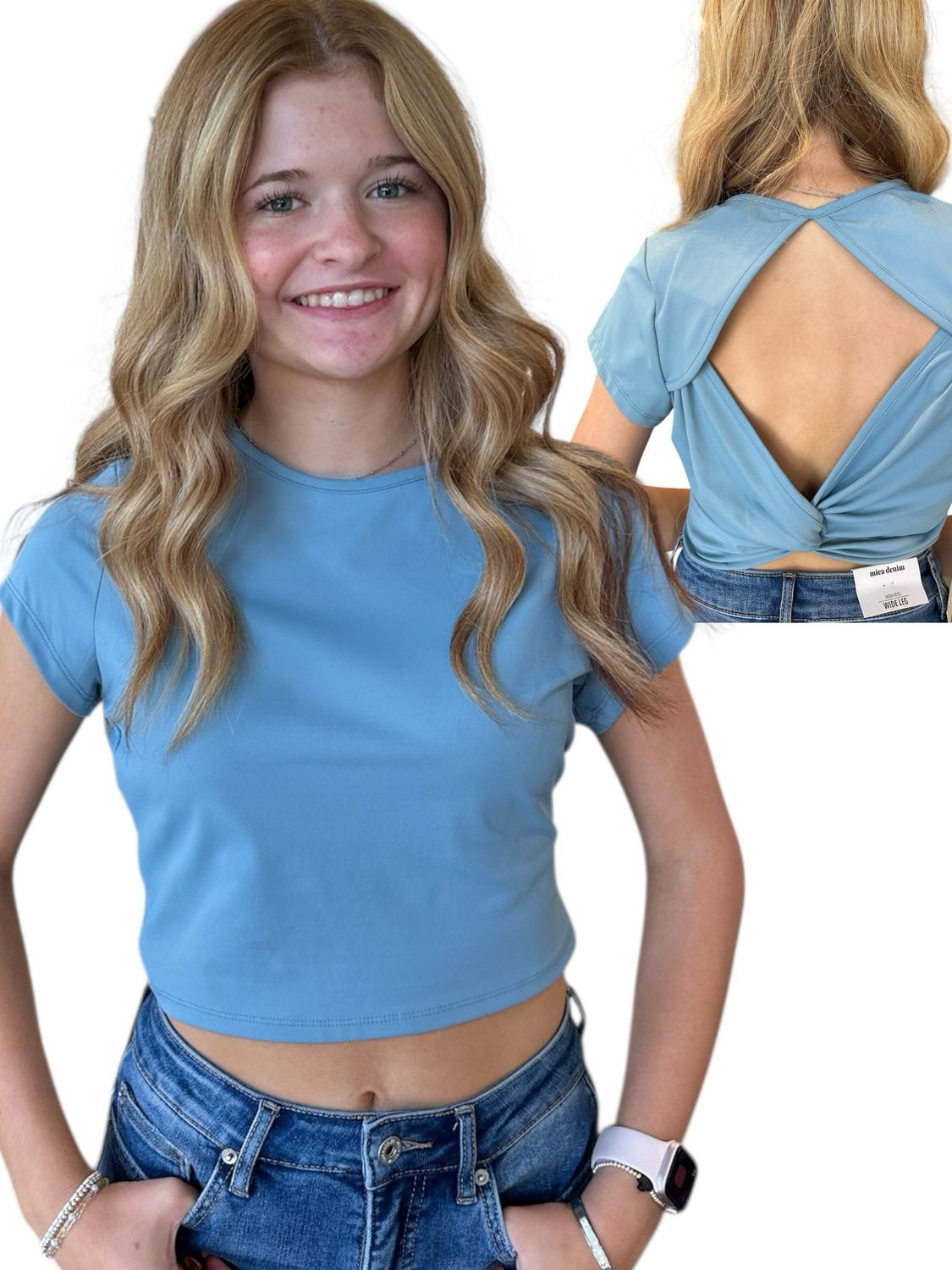 Ainsley Twist Back Top-Blue
