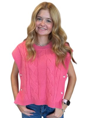 Carrie Cable Knit Sweater-Rose