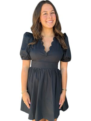 Navy Scallop Dress