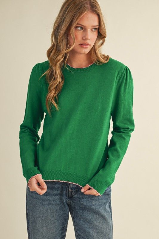 Gretchen Scallop Sweater-Green