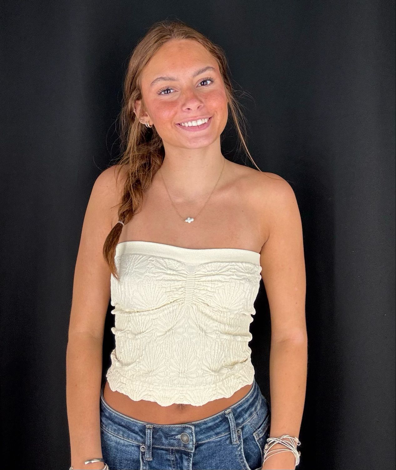 Lace Textured Tube-Cream