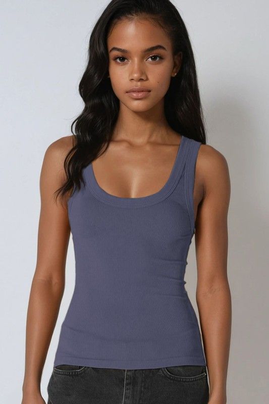Two Way Long Tank-Dusty Blue