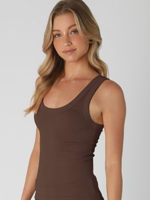 Two Way Long Tank-Dk Choc
