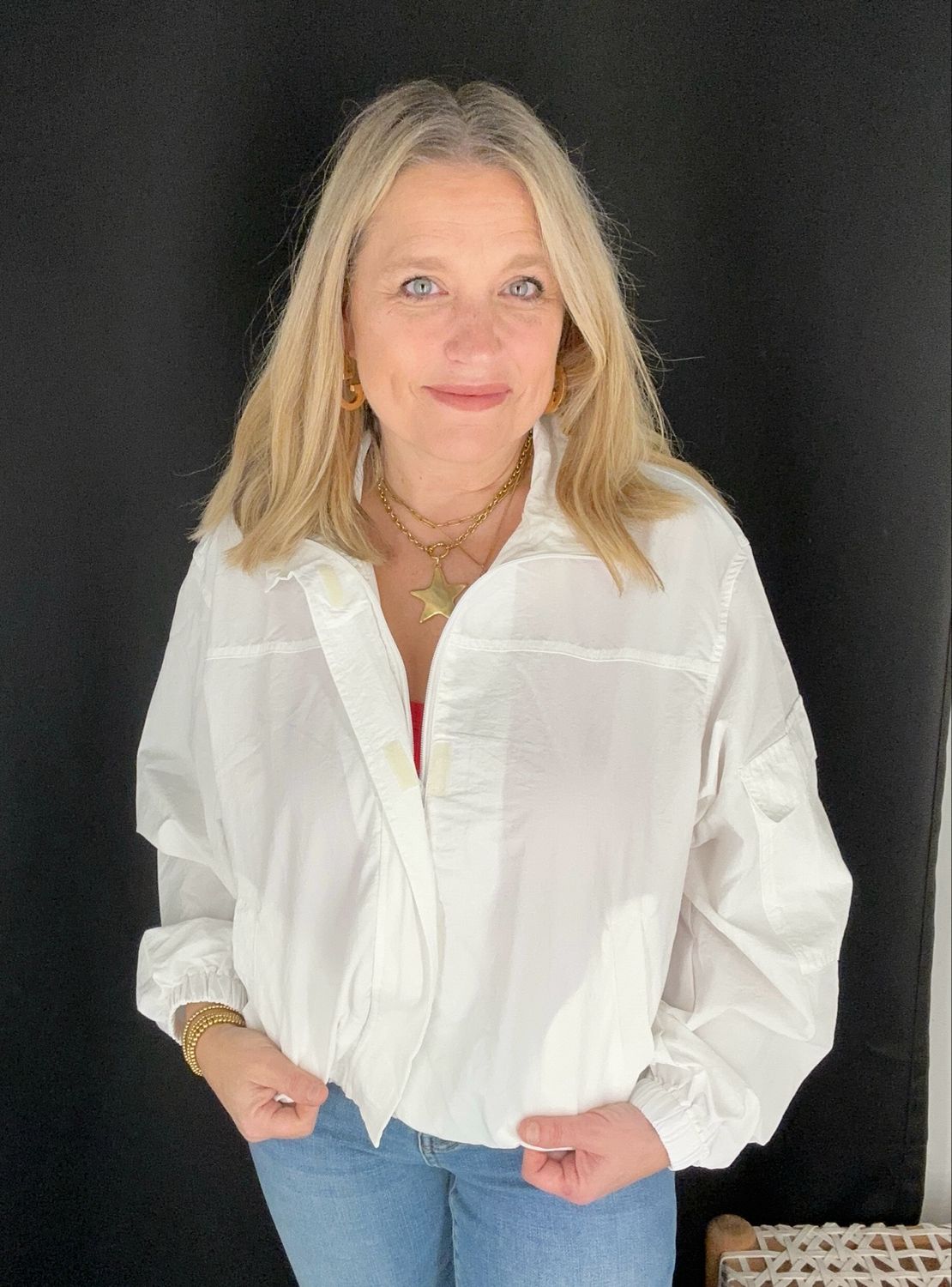 White Windbreaker