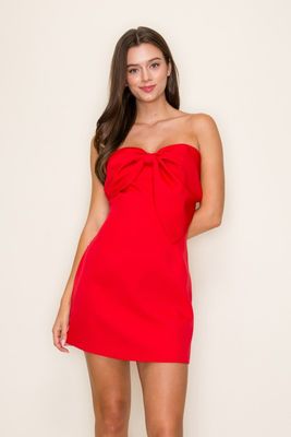 Mandy Bow Dress-Red