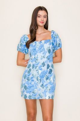 Baby Blue Puff Sleeve Dress