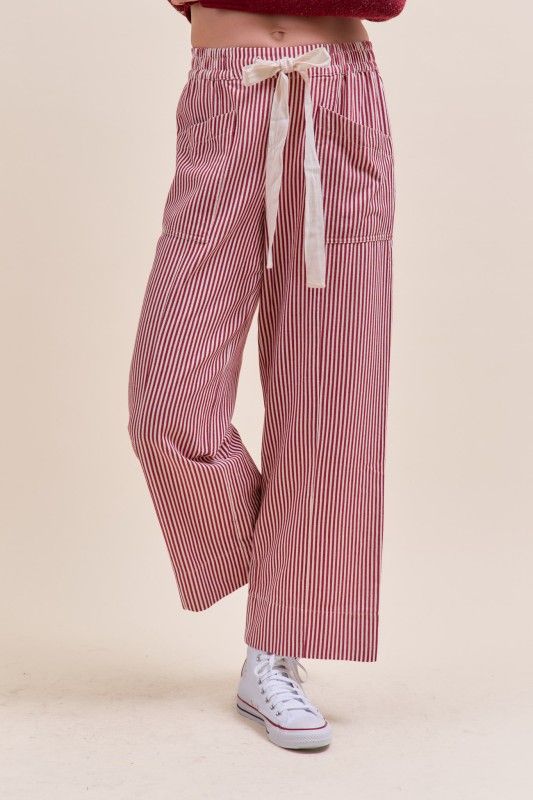 Kady Stripe Wide Leg Pant-Red