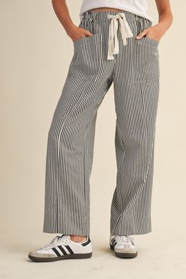 Kady Stripe Wide Leg Pant-Blk