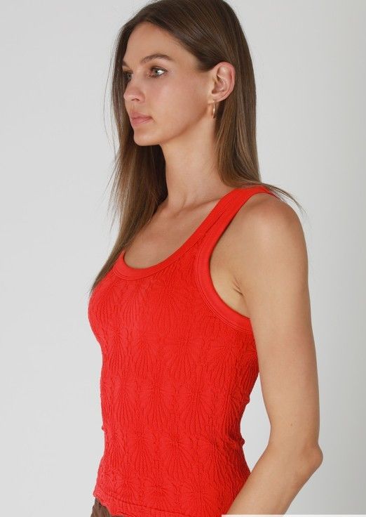 Two Way Lace Tank-Red