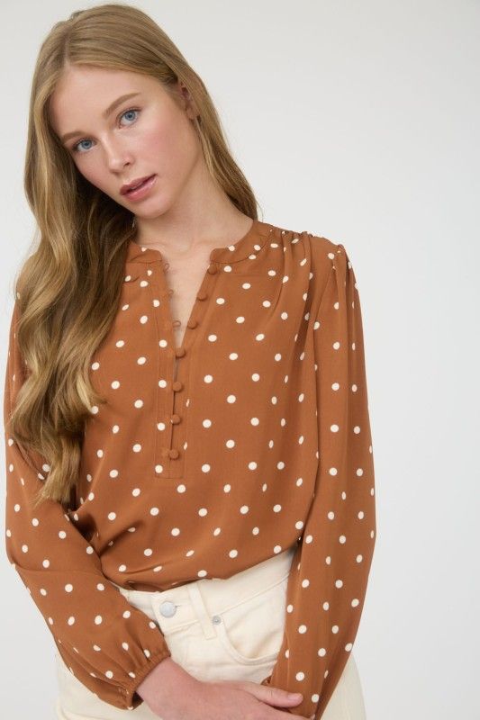 Dotty Blouse-Camel