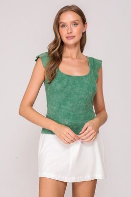 Washed Wendi Tee-Green