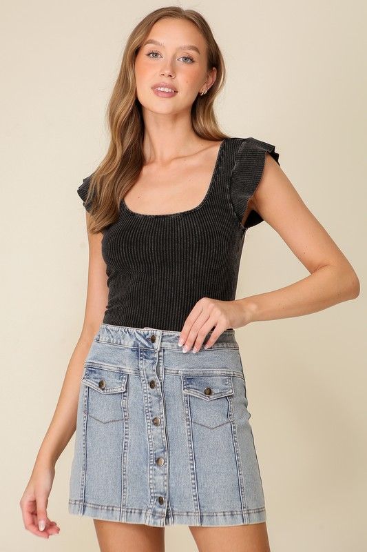 Washed Wendi Tee-Blk