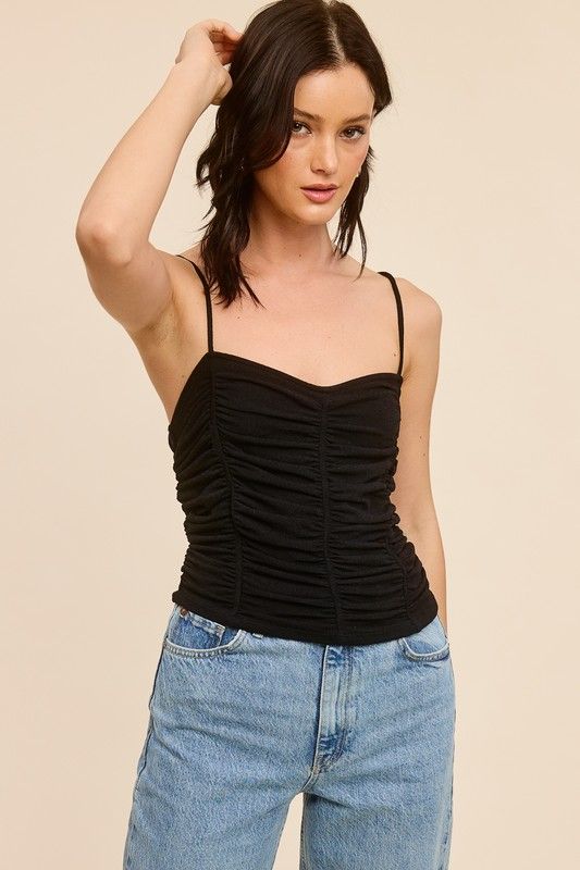 Rachel Rouched Cami-Blk