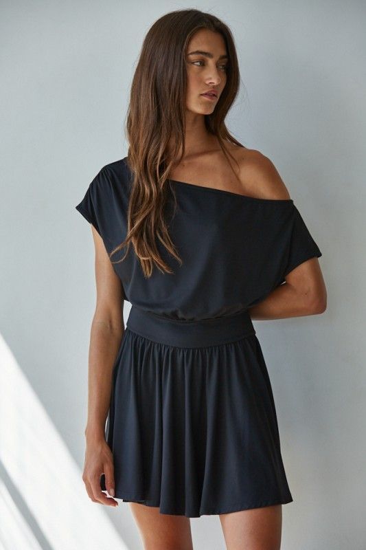 Solange Off Shoulder Dress-Blk