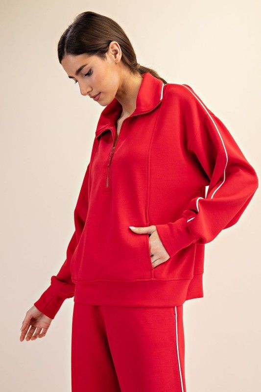 Piper Quarter Zip-Red