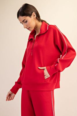 Piper Quarter Zip-Red