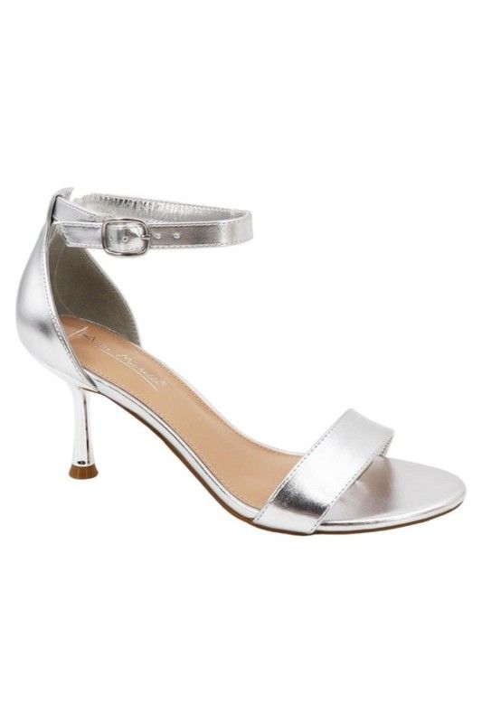 Joy Ankle Strap Heel-Silver