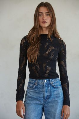 All the Love Lace Top-Blk
