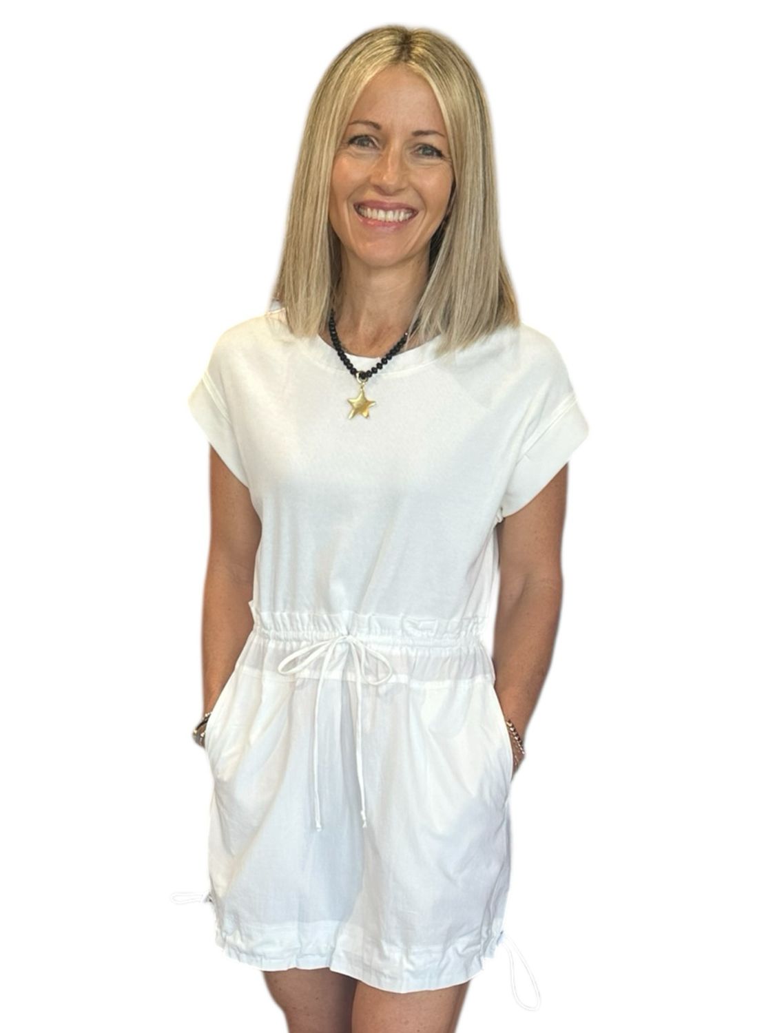Ashley Cargo Dress-Wht