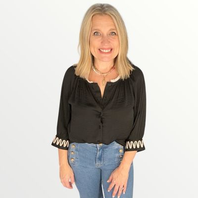 Gracie Silky Blouse-Blk