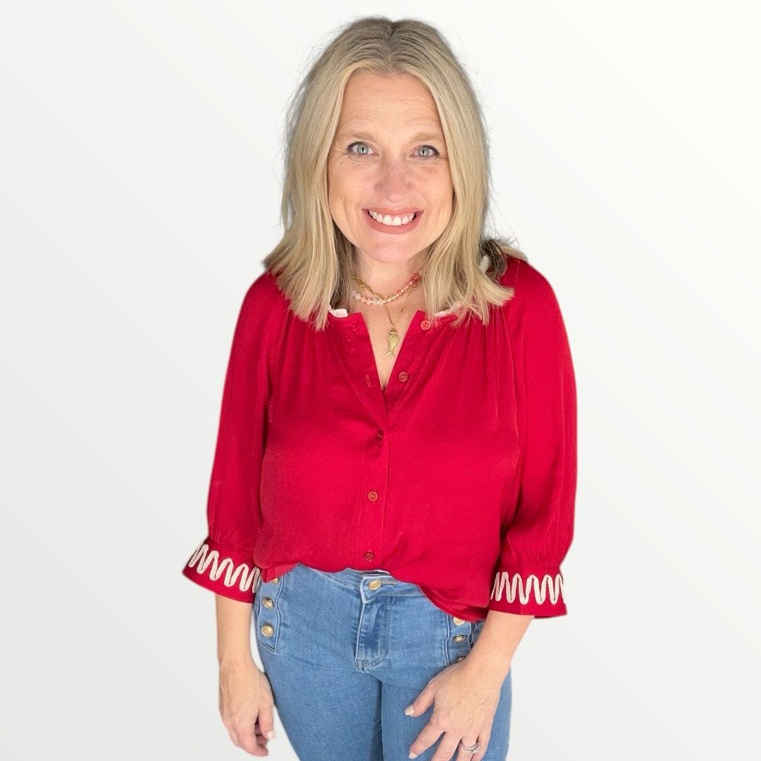 Gracie Silky Blouse-Red