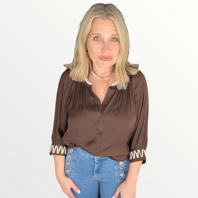 Gracie Silky Blouse-Choc