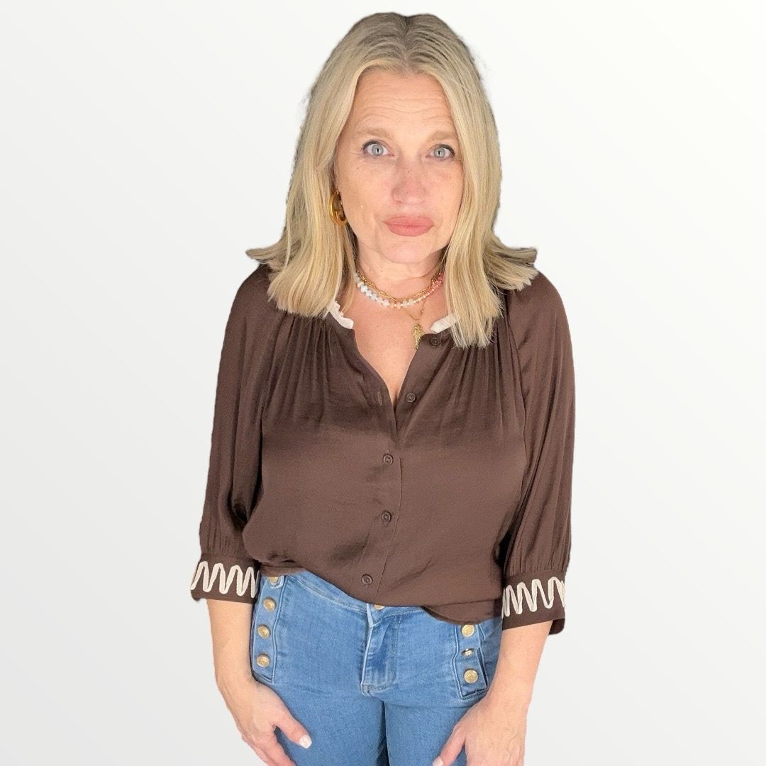 Gracie Silky Blouse-Choc